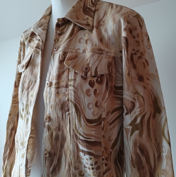 ConradC Collection Size 10 Jean Jacket Cream and Brown - Picture 2 of 3